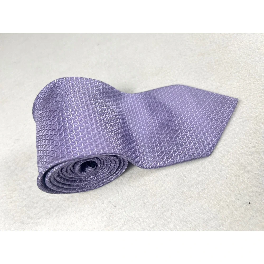 BCBG Attitude Necktie Mens OS Lavender Purple Geometric Silk Classic
